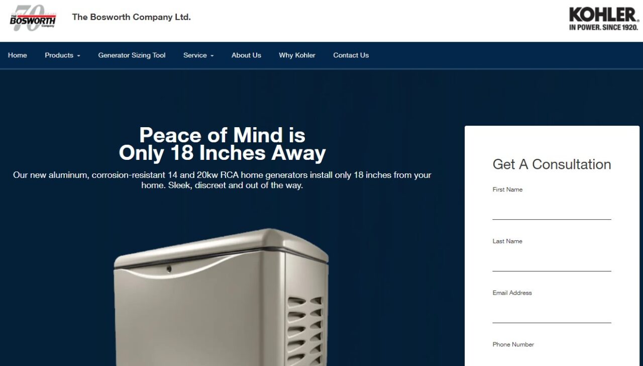 Authorized KOHLER® Generator Dealer Site - The Bosworth Company Kerrville